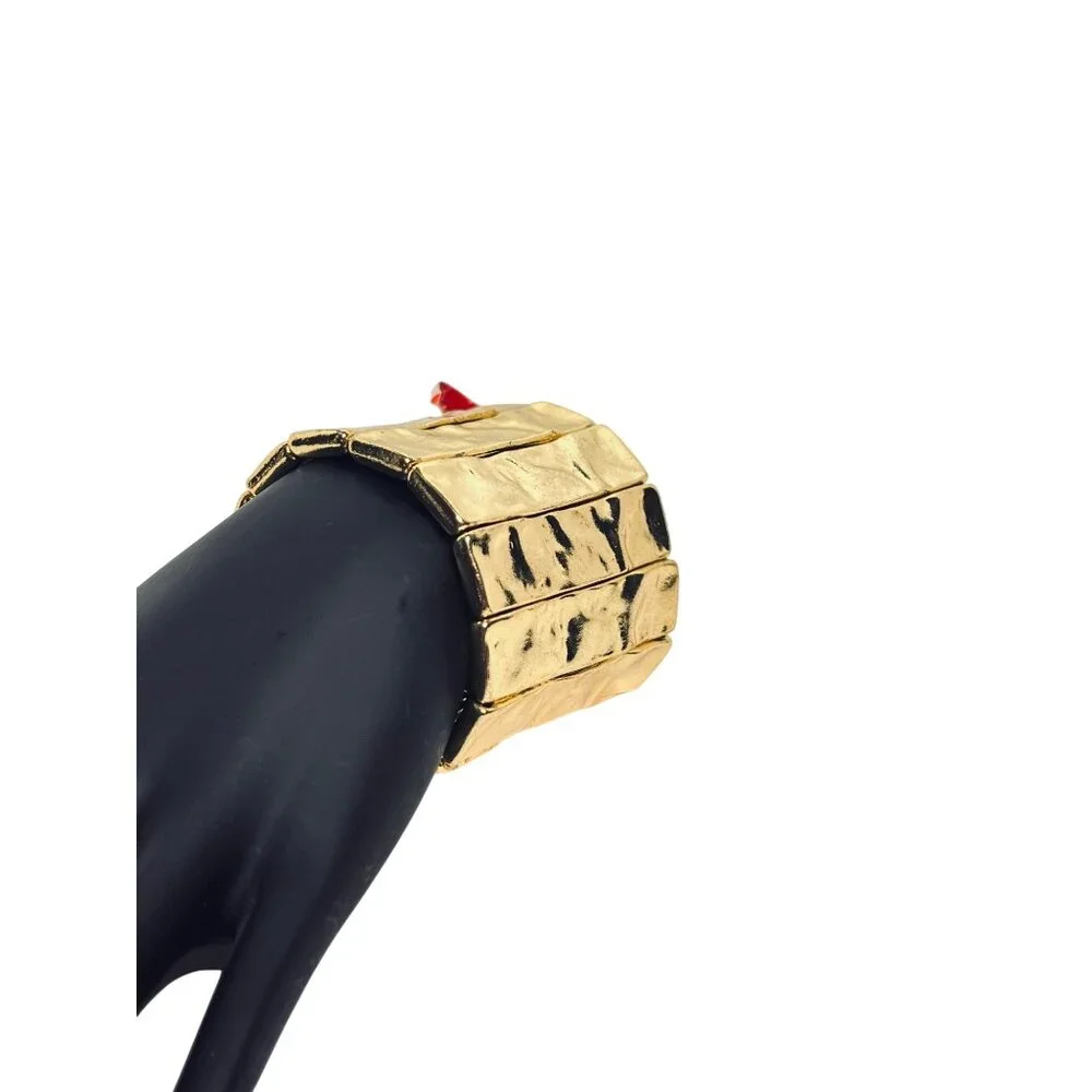 Kenneth Jay Lane Gold Tone Panel Stretch Bracelet (6245) - Picture 7 of 7